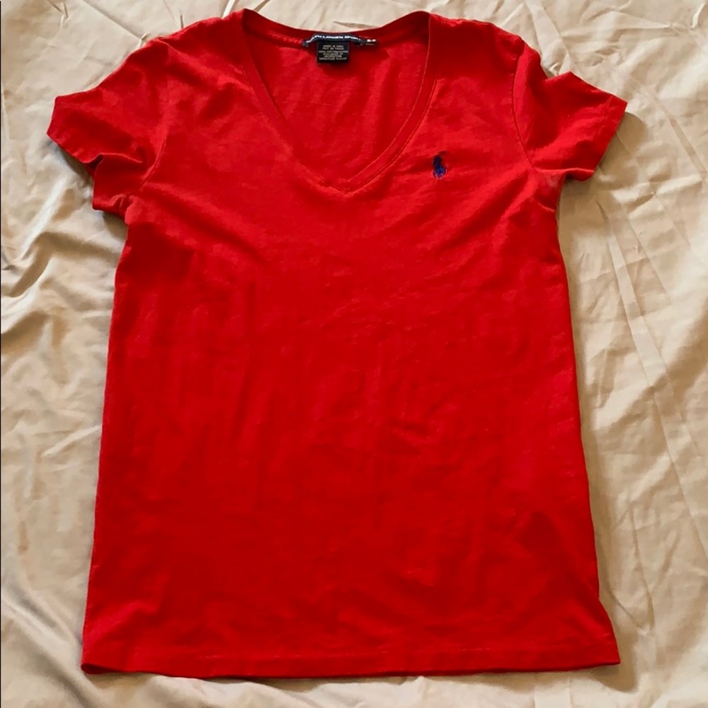 Red Polo ShortSleeve V-Neck